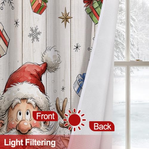 Cusugbaso Santa Deer Christmas Curtains 52W x 96L, Pack of 2