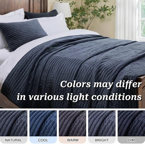 Reversible Royal Velvet Quilt - King Size 108'' x 92'' Dusty Blue