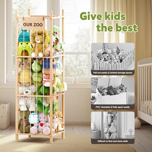 Extra Large Wooden Stuffed Animal Storage Organizer for Kids Nursery