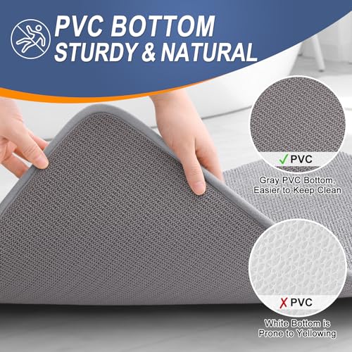 OLANLY Memory Foam Bathroom Rug 30x20 Soft Absorbent Bath Mat Grey
