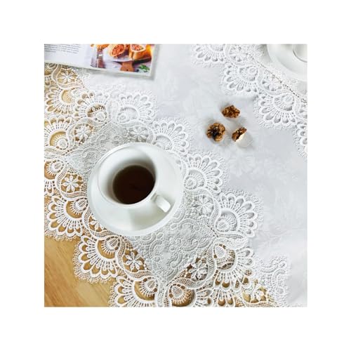 Breksdat Carnation-White Lace Placemats Set of 6 12x18in – Off-White Washable
