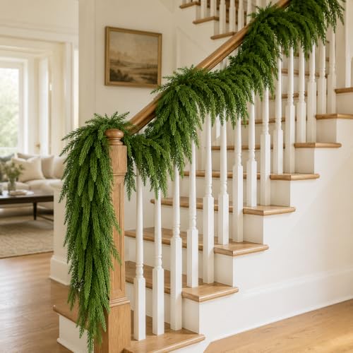 Real Touch Norfolk Pine Garland - 2 Pack 6FT Artificial Christmas Greenery
