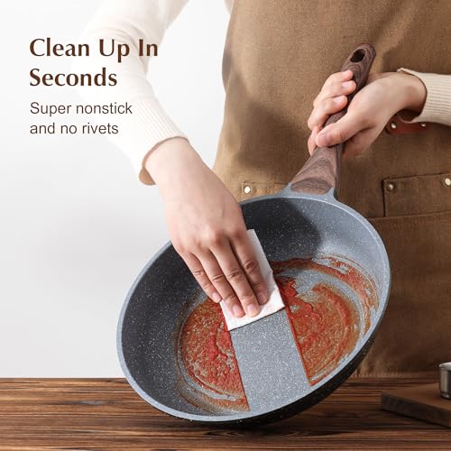 Nonstick Frying Pan Skillet, 9.5 Inch Swiss Granite Coating Omelette Pan