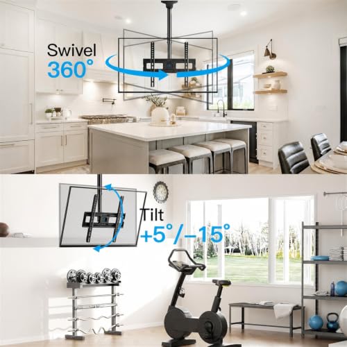 Adjustable Ceiling TV Mount for 26-65 Inch Flat Screen Displays, 110lbs Capacity