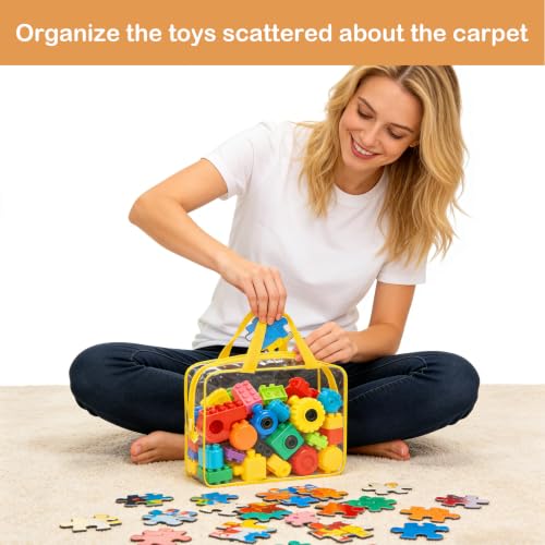4-Pack Clear Toy Storage Bags with Zipper, Waterproof Organizer for Puzzles