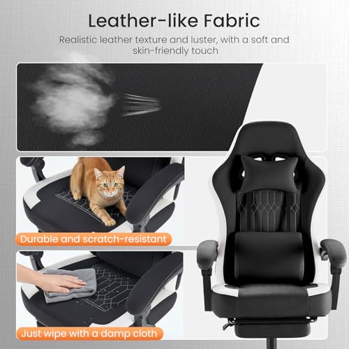 Ergonomic Gaming Chair with Footrest, Lumbar Support, and Pocket Spring