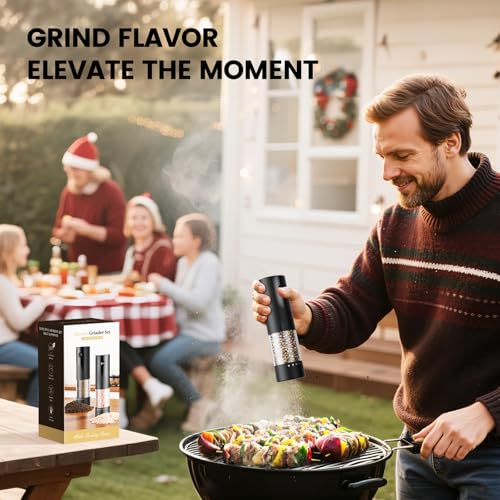 Rechargeable Electric Salt and Pepper Grinder Set - 2-Pack Automatic Spice Mills