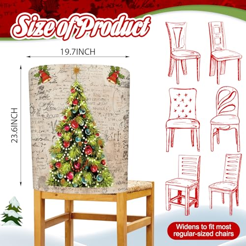 Retro Series Christmas Chair Cover Set - 6 Stylish Elastic Slipcovers for Dining Chairs