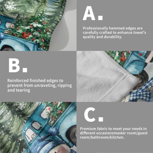 Giwawa Blue Snowman Truck Hand Towels Set of 2 Christmas Kitchen & Bathroom Decor