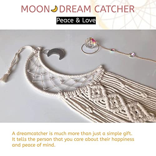 Moon Macrame Dream Catcher with LED Lights Boho Wall Decor