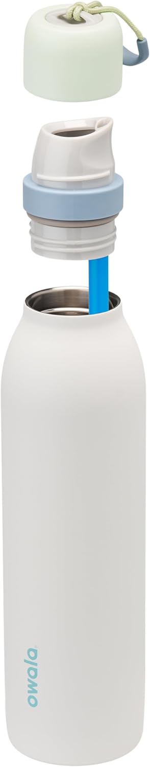 Owala FreeSip Insulated Stainless Steel Water Bottle - 24 oz, BPA-Free, Green/White (Iced Breeze) for Sports & Travel
