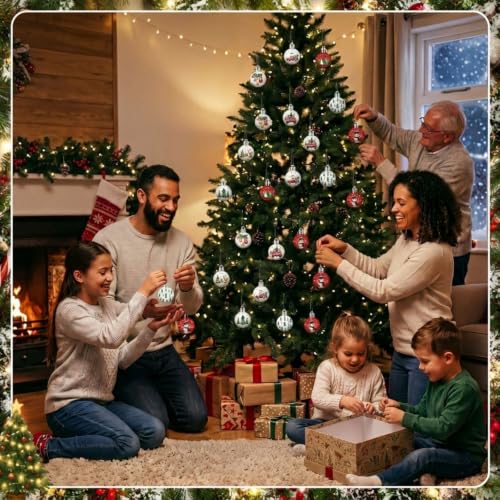 HyDren Farmhouse Christmas Ornaments 40-Pack - 8 Rustic Designs for Tree Decoration
