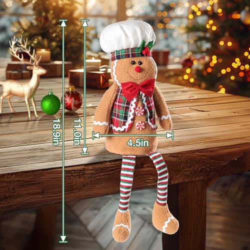 Gingerbread Man Christmas Tree Topper - 19" Soft Felt Holiday Decor