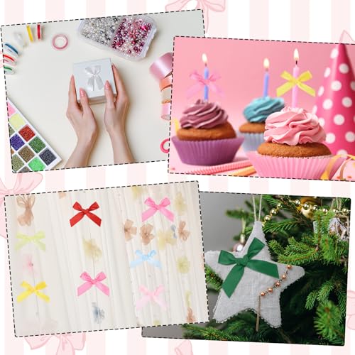 Mini Satin Ribbon Bows Light Green 1.8 Inch Pack of 80 for Gift Wrapping Crafts