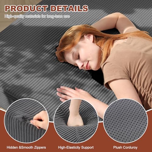 Grey AOLVDOW 6-Inch Tri-Fold Portable Foldable Mattress Queen Size for Camping & Guest Use