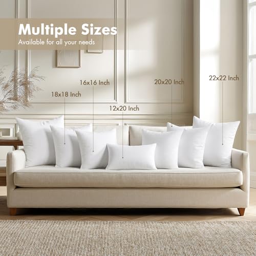 MIULEE 18x18 Throw Pillow Inserts 4 Pack - Firm & Full Sofa Pillows