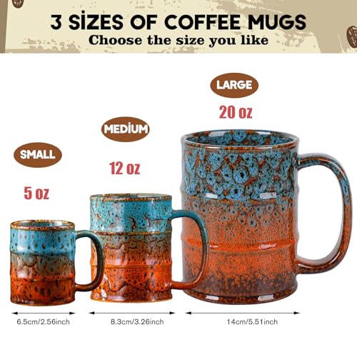 LGQ 20 Oz Ceramic Coffee Mug with Handle - Large Green & Blue Novelty Mug, Dishwasher & Microwave Safe