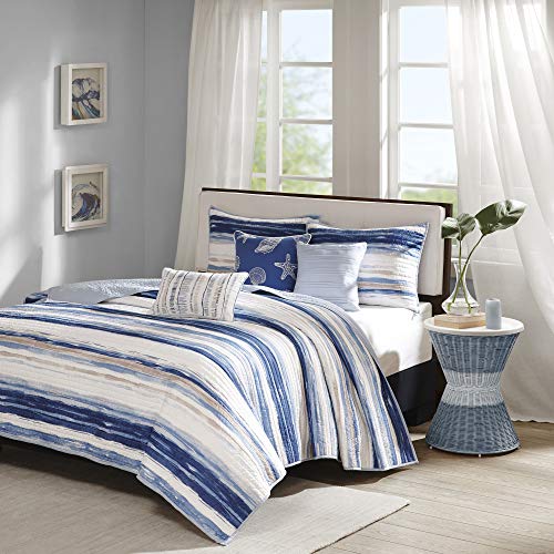 Madison Park Coastal Quilt Set - 6 Piece Full/Queen Coverlet Bedspread