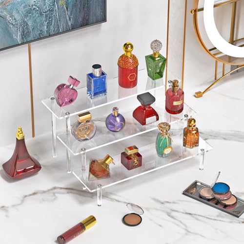 3-Tier Acrylic Display Riser Stand for Perfume, Figures, and Desserts