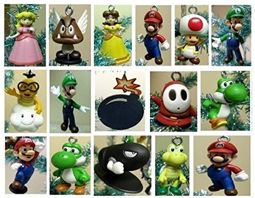 Super Mario Brothers Christmas Ornament Set - Shatterproof Holiday Decor, 2 Inches Tall