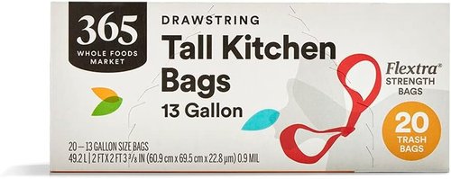 365 by Whole Foods Market | Flextra Strength Tall Kitchen Trash Bags - 13 Gallon, 20 Count