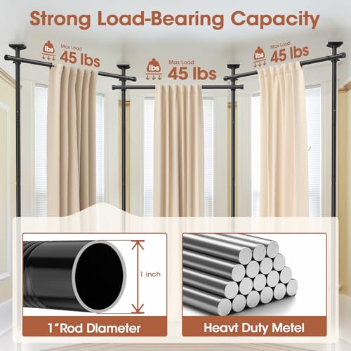 Adjustable Room Divider Curtain Rod, No-Drill Floor to Ceiling Partition Stand