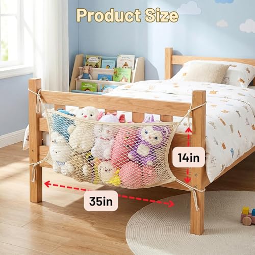 2 Pack Stuffed Animal Bedside Storage Net, Cotton Plush Toy Organizer