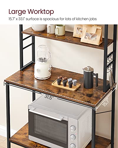 6-Tier Kitchen Baker's Rack with 6 Hooks, Coffee Bar & Microwave Stand