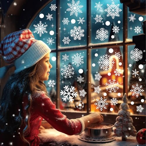Double Sided Static Snowflake Window Clings Christmas Decorations 6 Sheets