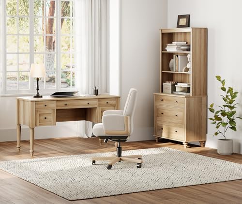 56-Inch Executive Desk and Tall Bookcase Set with Charging Station