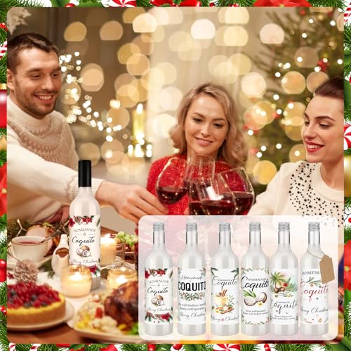Potchen Lovely 12 Pack 25oz Christmas Coquito Plastic Wine Bottles for Homemade Drinks