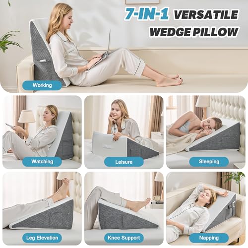 12-Inch Wedge Pillow for Sleeping - Memory Foam Triangular Support