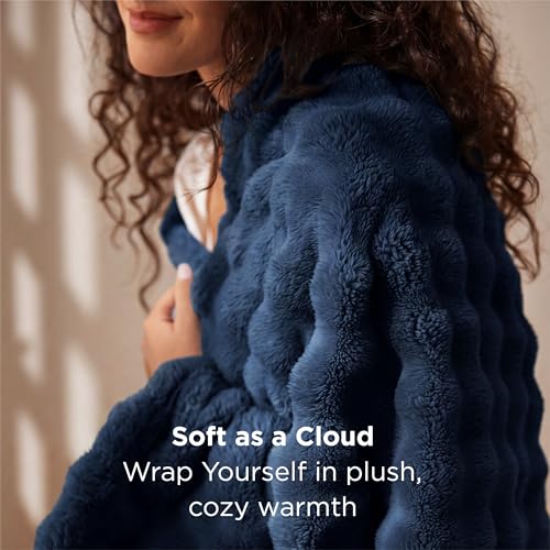 Cozy 3D Fleece Bubble Throw Blanket - Lightweight Blue 50"x60"
