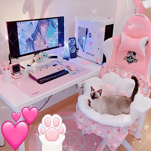 Cute Cat Paw Chair Cushion - Soft Plush Floor Pillow for Office & Gaming