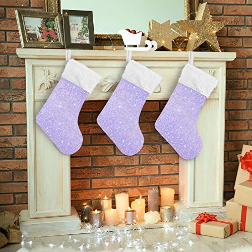 Blueangle 2 Pack Shiny Glitter Lavender Christmas Stockings - Large Holiday Decor