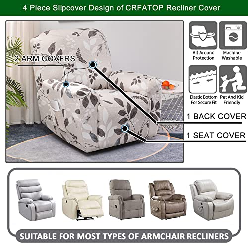 Stretch Recliner Chair Covers - 4 Piece Polyester Spandex Slipcovers