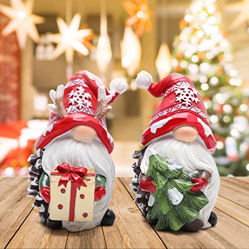 Hodao Red Gnome Figurines Set of 2 – Christmas Indoor Holiday Decor