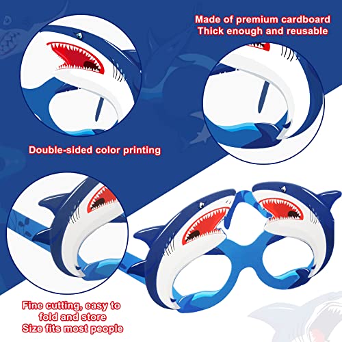 32-Piece Shark Paper Eyeglasses Party Favors for Kids Ocean Photo Props