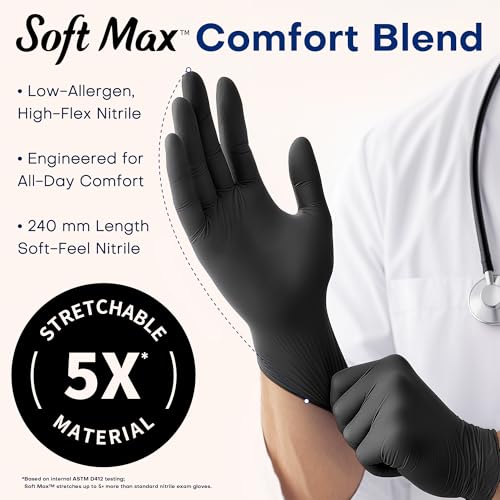 Black Disposable Nitrile Exam Gloves - Powder & Latex Free, 100 Count