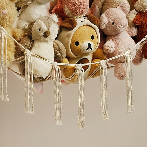 Mirolam Large Stuffed Animal Storage Hammock - Cotton Macrame Toy Net