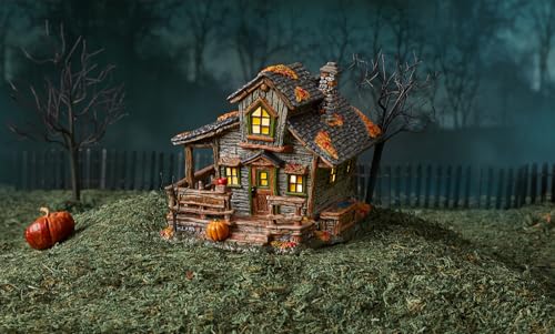 Sleepy Hollow Lit Halloween Village House, 6.5-Inch Hand-Painted Ceramic