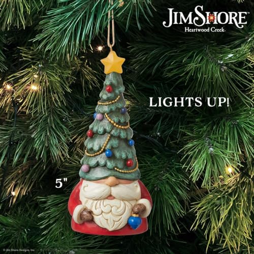 Jim Shore Heartwood Creek Gnome Christmas Ornament with LED Star Light, 5.12 Inch