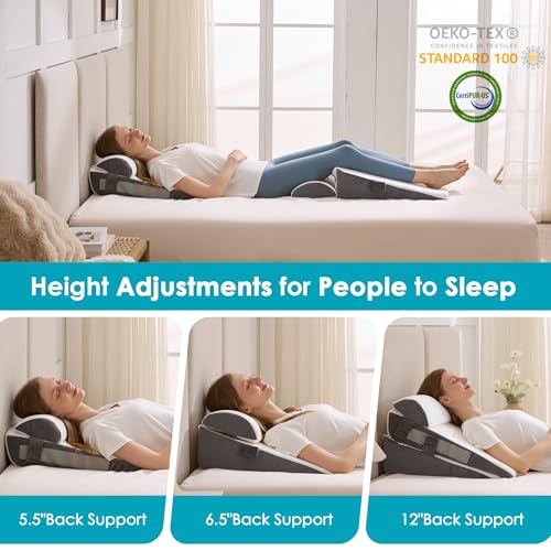 Adjustable Wedge Pillow Set for Surgery Recovery & Acid Reflux Relief