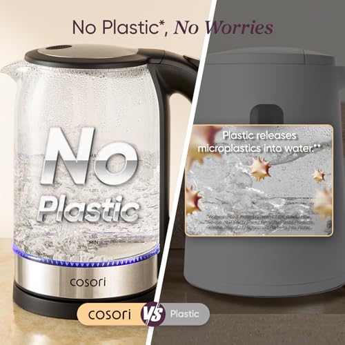 1.7L Glass Electric Kettle - 1500W Fast Boil Hot Water Boiler (Black)