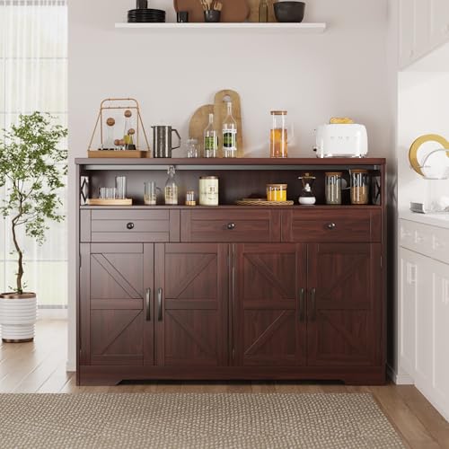 51" Farmhouse Buffet Sideboard with Storage, Coffee Bar Cabinet & Drawers