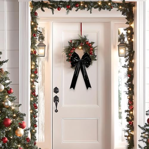 Vickasi Black Velvet Christmas Wreath Bow - Large Holiday Door Decoration