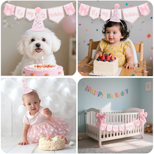 Half Birthday Decoration Set for Girls - 6 Month Party Supplies & Outfit