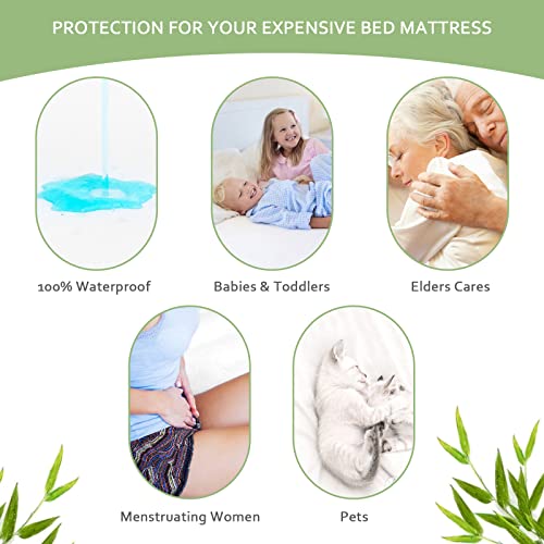 Moonsea Twin Waterproof Mattress Protector - Cooling Viscose Jersey Cover
