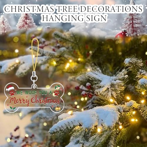 Sudikub Red Christmas Dog Stocking Ornament – Acrylic Holiday Gift, We Woof You A Merry Christmas