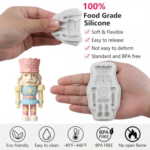 YANQINMS Christmas Snowflake Nutcracker Soldier Silicone Fondant Mold - Style I